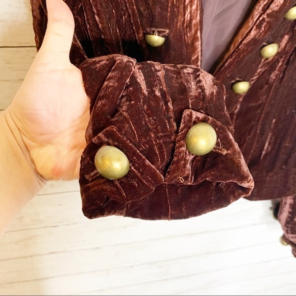 Revolve Nightcap Sgt. Breasted Maroon Velvet Blazer - Picture 10 of 14